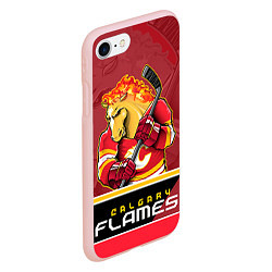 Чехол iPhone 7/8 матовый Calgary Flames, цвет: 3D-светло-розовый — фото 2