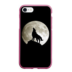 Чехол iPhone 7/8 матовый Moon Wolf, цвет: 3D-малиновый