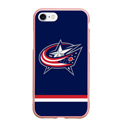 Чехол iPhone 7/8 матовый Columbus Blue Jackets, цвет: 3D-светло-розовый