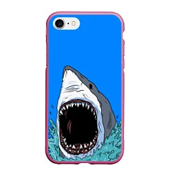 Чехол iPhone 7/8 матовый Акулий рык, цвет: 3D-малиновый