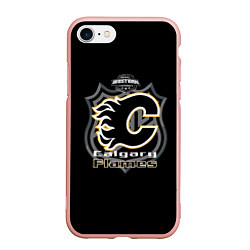 Чехол iPhone 7/8 матовый Calgary Flames Team, цвет: 3D-светло-розовый