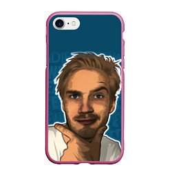 Чехол iPhone 7/8 матовый Pew die pie, цвет: 3D-малиновый