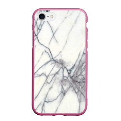 Чехол iPhone 7/8 матовый Белый мрамор, цвет: 3D-малиновый