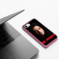 Чехол iPhone 7/8 матовый Mr. Robot, цвет: 3D-малиновый — фото 2