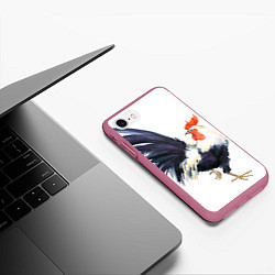Чехол iPhone 7/8 матовый Петух Символ 2017 года 8, цвет: 3D-малиновый — фото 2