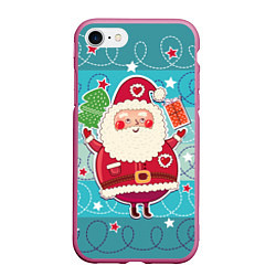 Чехол iPhone 7/8 матовый Дед мороз с подарками, цвет: 3D-малиновый