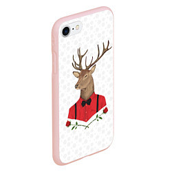 Чехол iPhone 7/8 матовый Christmas Deer, цвет: 3D-светло-розовый — фото 2