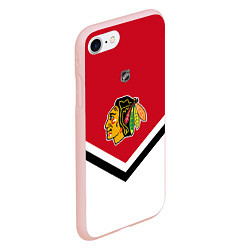 Чехол iPhone 7/8 матовый NHL: Chicago Blackhawks, цвет: 3D-светло-розовый — фото 2