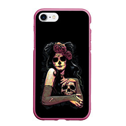 Чехол iPhone 7/8 матовый Девушка, цвет: 3D-малиновый