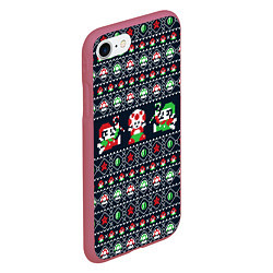 Чехол iPhone 7/8 матовый Mario Bros Christmas, цвет: 3D-малиновый — фото 2