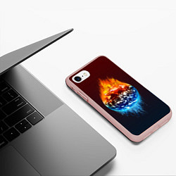 Чехол iPhone 7/8 матовый Огонь против воды, цвет: 3D-светло-розовый — фото 2