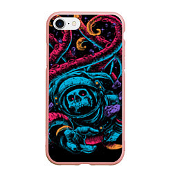 Чехол iPhone 7/8 матовый Космический осьминог, цвет: 3D-светло-розовый