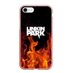 Чехол iPhone 7/8 матовый Linkin Park: Hell Flame, цвет: 3D-светло-розовый