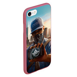 Чехол iPhone 7/8 матовый Watch Dogs 2, цвет: 3D-малиновый — фото 2