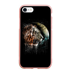 Чехол iPhone 7/8 матовый Космический тигр, цвет: 3D-светло-розовый