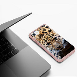Чехол iPhone 7/8 матовый Дикая кошка, цвет: 3D-светло-розовый — фото 2