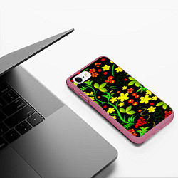 Чехол iPhone 7/8 матовый Natural flowers, цвет: 3D-малиновый — фото 2