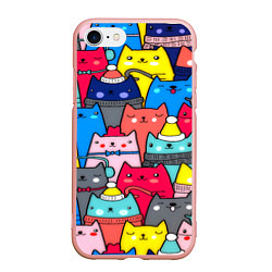 Чехол iPhone 7/8 матовый Отряд котиков, цвет: 3D-светло-розовый