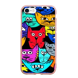 Чехол iPhone 7/8 матовый Кошачьи мордочки, цвет: 3D-светло-розовый