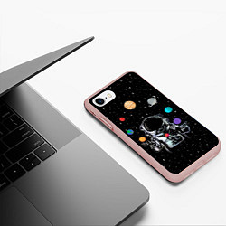 Чехол iPhone 7/8 матовый Космический жонглер, цвет: 3D-светло-розовый — фото 2