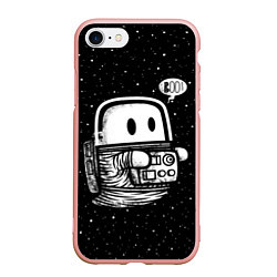 Чехол iPhone 7/8 матовый Космонавт привидение, цвет: 3D-светло-розовый