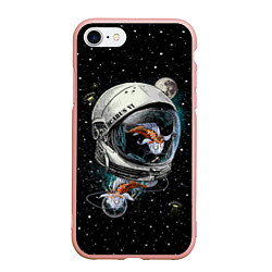 Чехол iPhone 7/8 матовый Подводный космос, цвет: 3D-светло-розовый