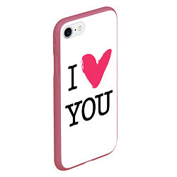 Чехол iPhone 7/8 матовый I Iove you, цвет: 3D-малиновый — фото 2