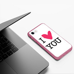 Чехол iPhone 7/8 матовый I Iove you, цвет: 3D-малиновый — фото 2