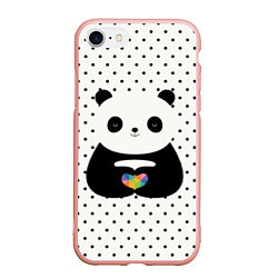 Чехол iPhone 7/8 матовый Любовь панды, цвет: 3D-светло-розовый