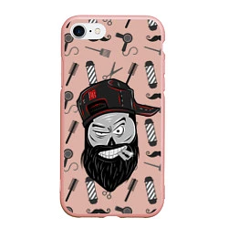 Чехол iPhone 7/8 матовый Барбер Борода, цвет: 3D-светло-розовый