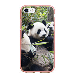 Чехол iPhone 7/8 матовый Семейка панд, цвет: 3D-светло-розовый