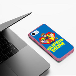 Чехол iPhone 7/8 матовый Супермама, цвет: 3D-малиновый — фото 2