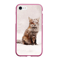 Чехол iPhone 7/8 матовый Снежная лисица, цвет: 3D-малиновый