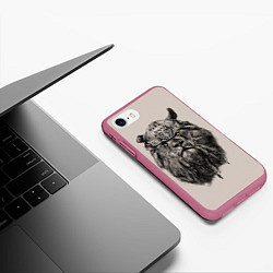 Чехол iPhone 7/8 матовый Старый лев-воин, цвет: 3D-малиновый — фото 2
