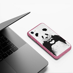 Чехол iPhone 7/8 матовый Panda Love, цвет: 3D-малиновый — фото 2