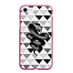 Чехол iPhone 7/8 матовый Snake Geometric, цвет: 3D-малиновый