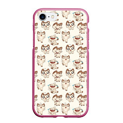 Чехол iPhone 7/8 матовый Стикеры котик, цвет: 3D-малиновый