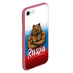 Чехол iPhone 7/8 матовый Russian Bear, цвет: 3D-малиновый — фото 2