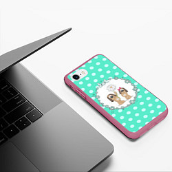 Чехол iPhone 7/8 матовый Нежные собачки, цвет: 3D-малиновый — фото 2