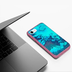 Чехол iPhone 7/8 матовый Лазурные текстуры, цвет: 3D-малиновый — фото 2