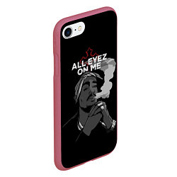 Чехол iPhone 7/8 матовый 2Pac: All Eyez On me, цвет: 3D-малиновый — фото 2