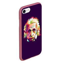 Чехол iPhone 7/8 матовый Альберт Эйнштейн: Арт, цвет: 3D-малиновый — фото 2
