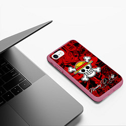 Чехол iPhone 7/8 матовый Ван-Пис, цвет: 3D-малиновый — фото 2