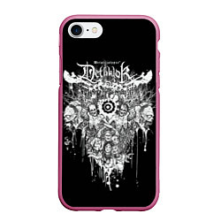 Чехол iPhone 7/8 матовый Dethklok Skeletons, цвет: 3D-малиновый