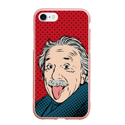Чехол iPhone 7/8 матовый Альберт Эйнштейн: Поп-арт, цвет: 3D-светло-розовый