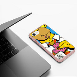 Чехол iPhone 7/8 матовый Homer with donut, цвет: 3D-светло-розовый — фото 2