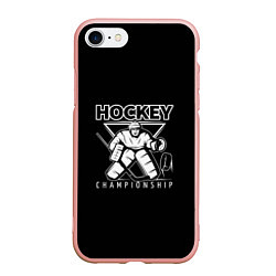 Чехол iPhone 7/8 матовый Hockey Championship, цвет: 3D-светло-розовый