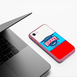 Чехол iPhone 7/8 матовый Hockey Russia, цвет: 3D-малиновый — фото 2