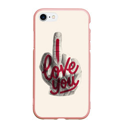 Чехол iPhone 7/8 матовый I Love You, цвет: 3D-светло-розовый