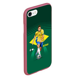 Чехол iPhone 7/8 матовый Neymar Brazilian, цвет: 3D-малиновый — фото 2